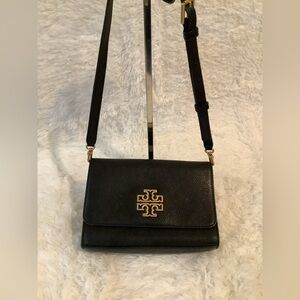 Tory Burch Britten Crossbody Black Pebbled Leather